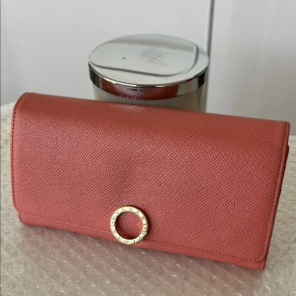 BVLGARI Handbags - Bvlgari Pink and Burgundy Leather Wallet